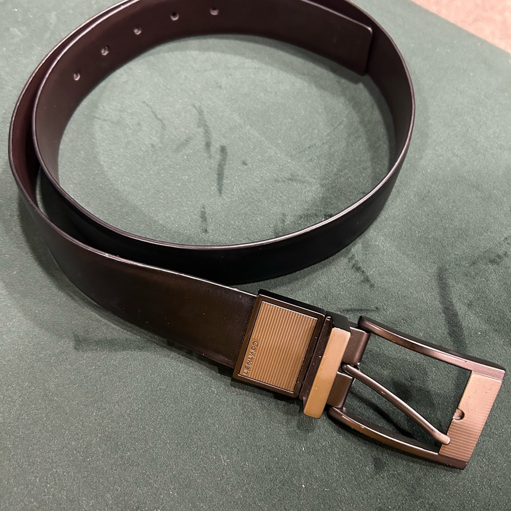 Men's Reversible Leather Belt with Metal Buckle